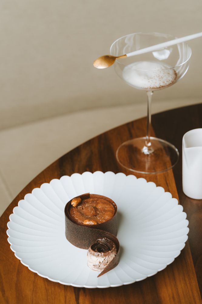 Dessert au chocolat du Royal restaurant gastronomique étoilé vers Reims