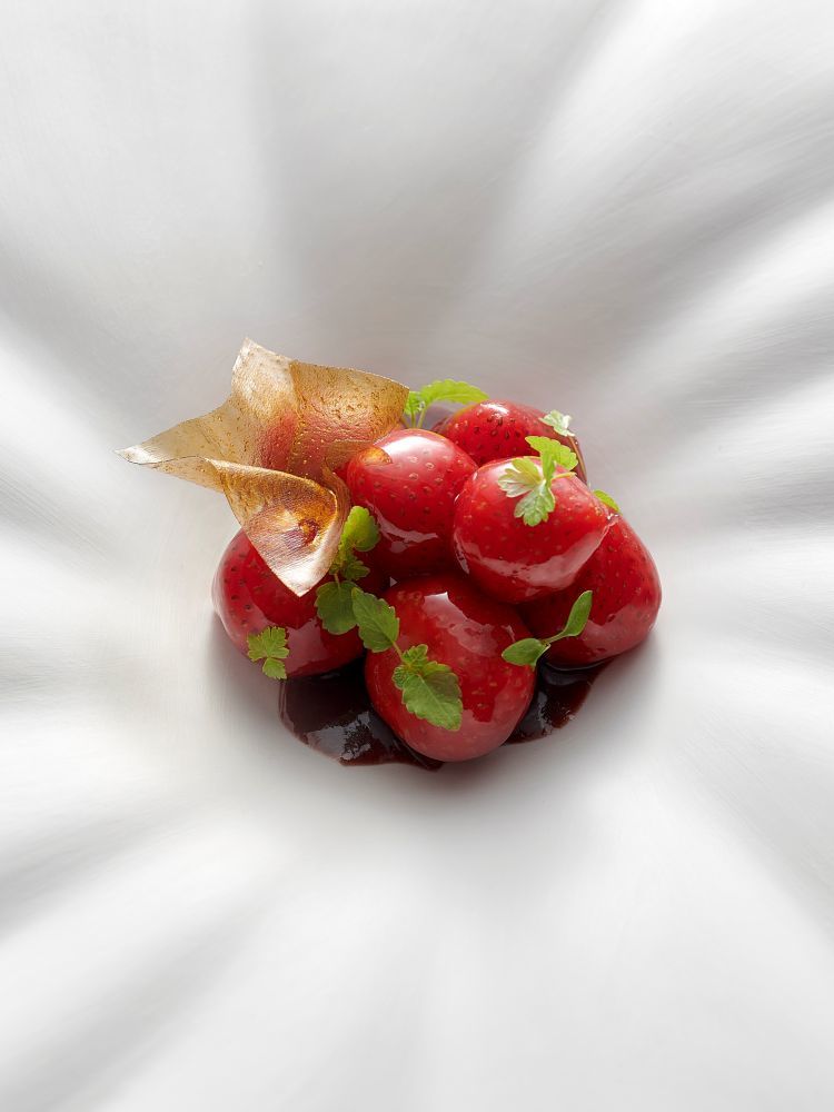 Desser La Fraise du Royal restaurant gastronomique étoilé vers Reims